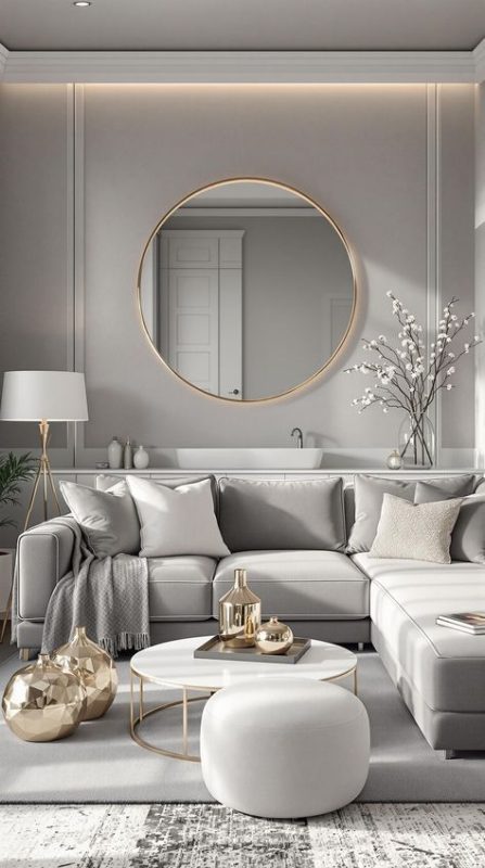 ست کردن مبل طوسی با رنگ های خنثی