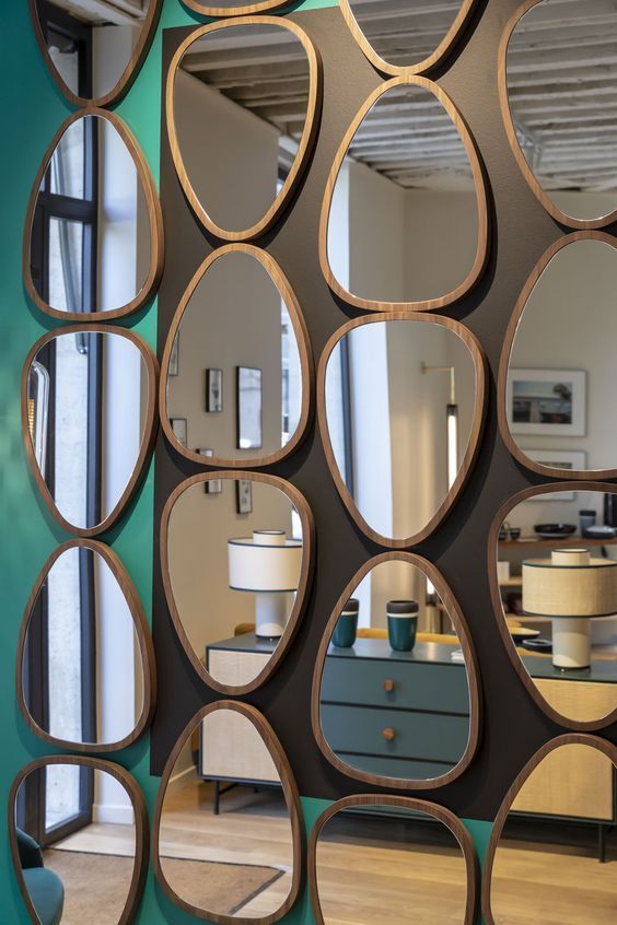 آینه دکوراتیو چند تکه برای دکوراسیون پذیرایی