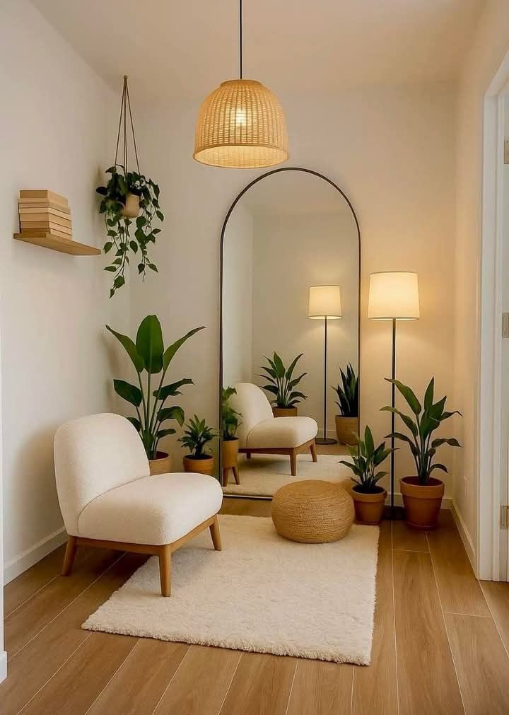 آینه ایستاده در دکوراسیون پذیرایی