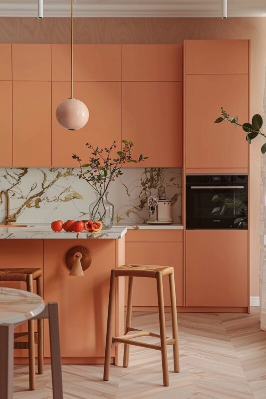 آشپزخانه به رنگ مرجانی