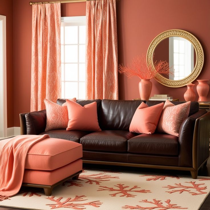 ترکیب رنگ مرجانی و قهوه ای