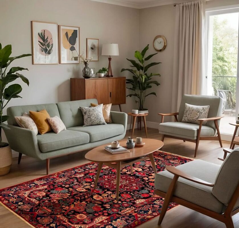 دکوراسیون مینیمال با فرش قرمز