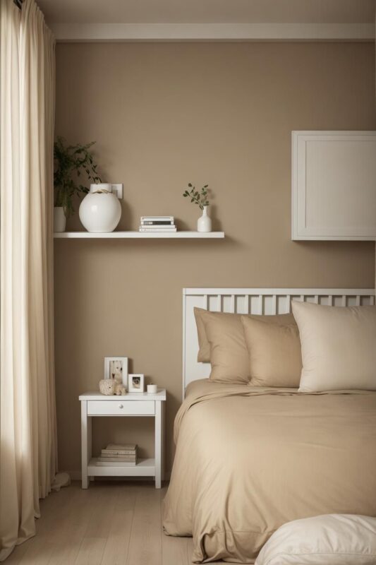رنگ بژ در دکوراسیون اتاق خواب کوچک