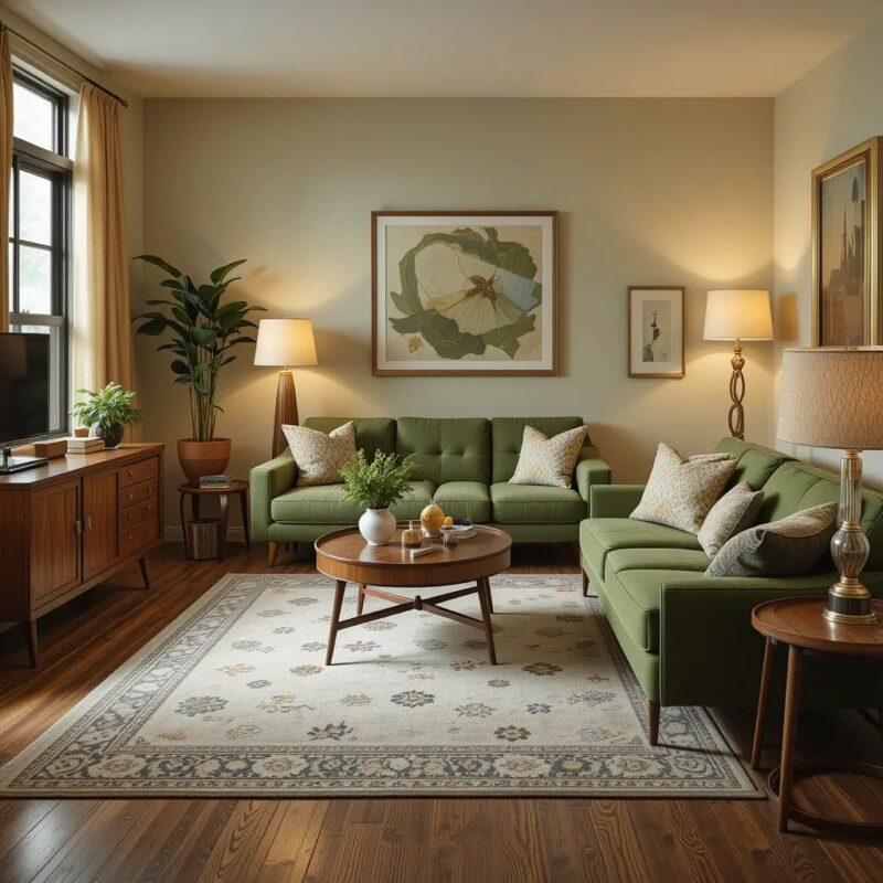 ترکیب رنگ سبز و کرم