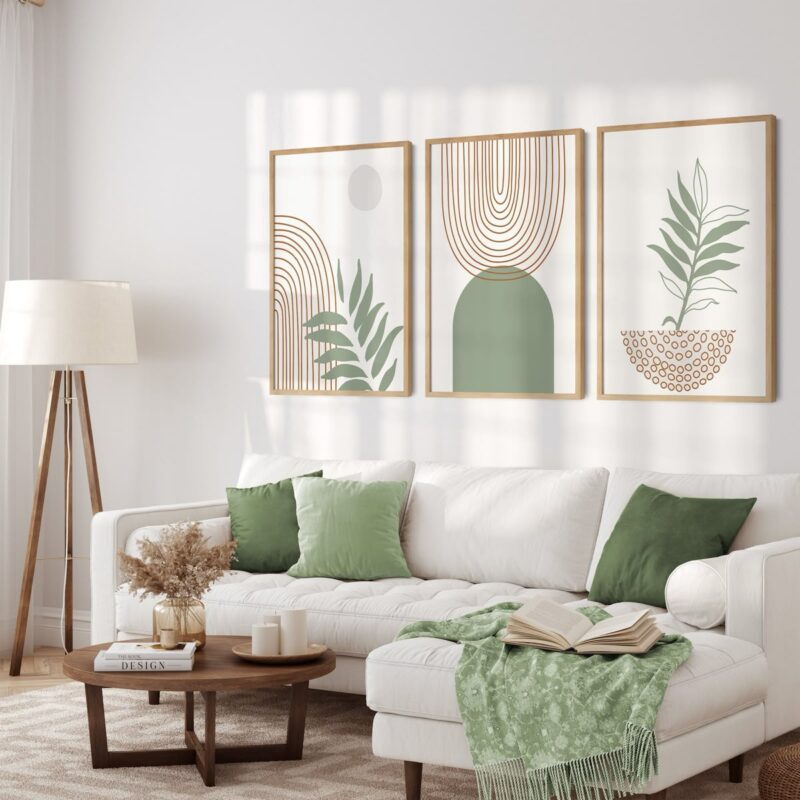 تابلوهای دیواری با ترکیب رنگ سبز و کرم