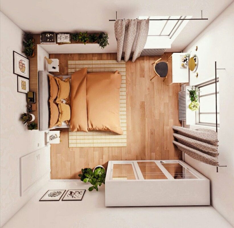 چیدمان اتاق خواب 12 متری