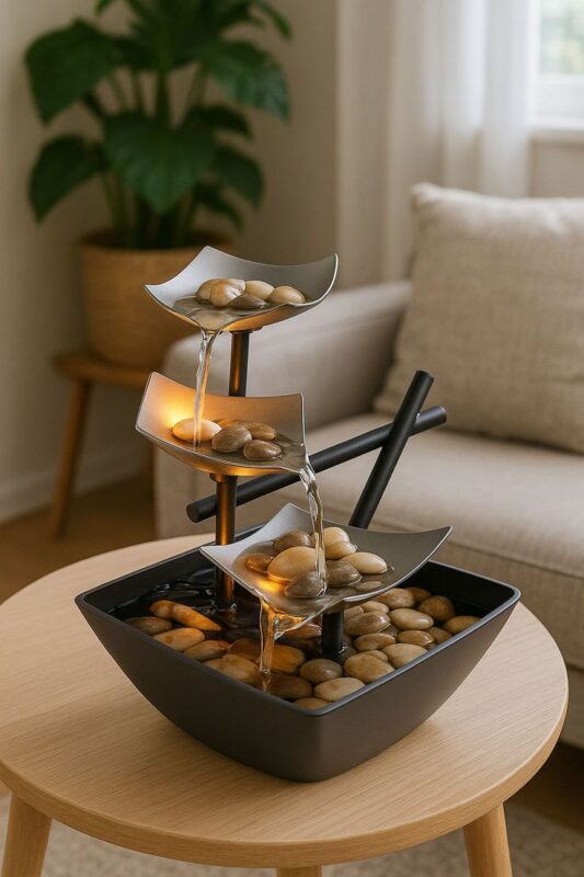 آبنما رومیزی ترکیب سنگ و فلز