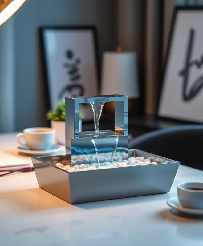 آبنمای رومیزی شیشه ای